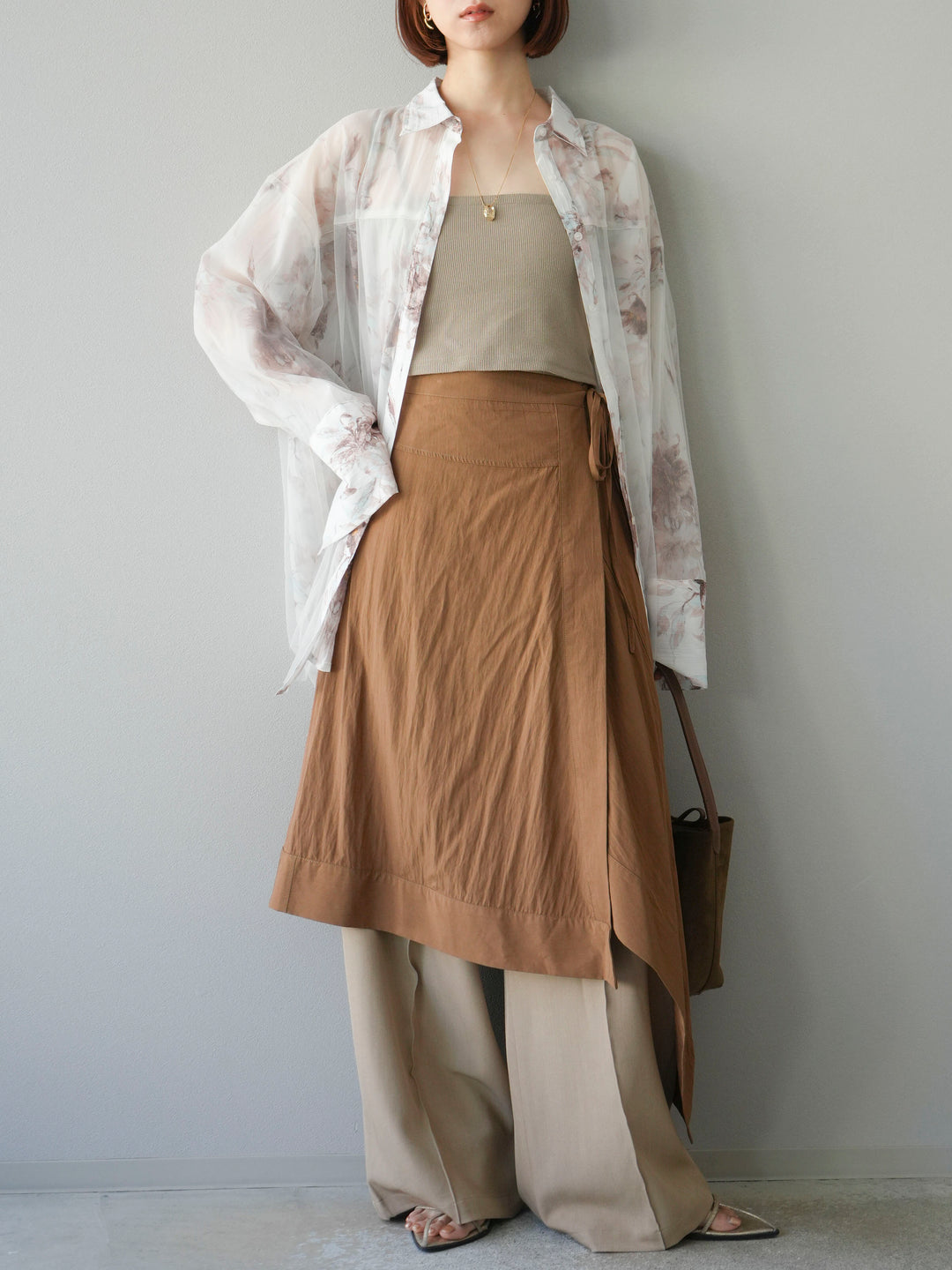 [予約]アシンメトリーレイヤードスカート/ベージュ