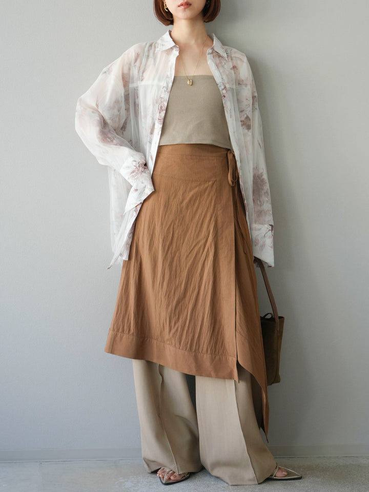[予約]アシンメトリーレイヤードスカート/ベージュ