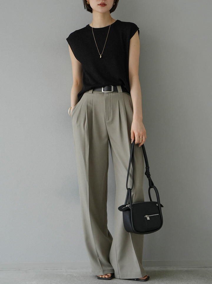 [Pre-order] 3-pleat wide pants/beige