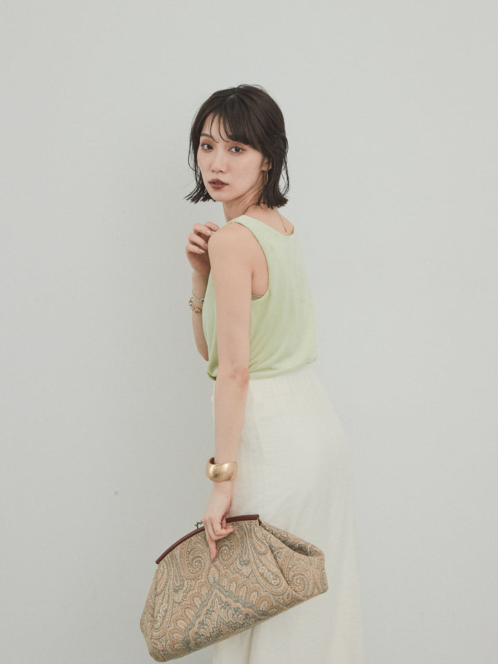 [預購] 方形天鵝絨背心/青檸色