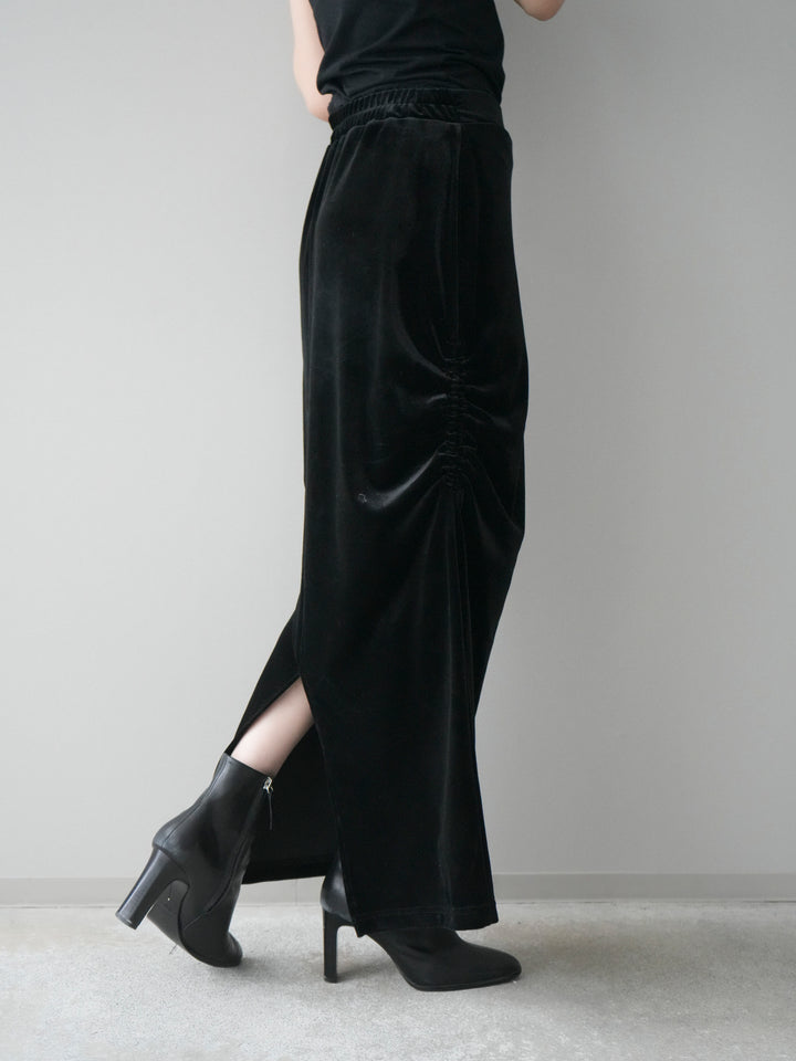 [予約]ギャザーベロアスカート/black