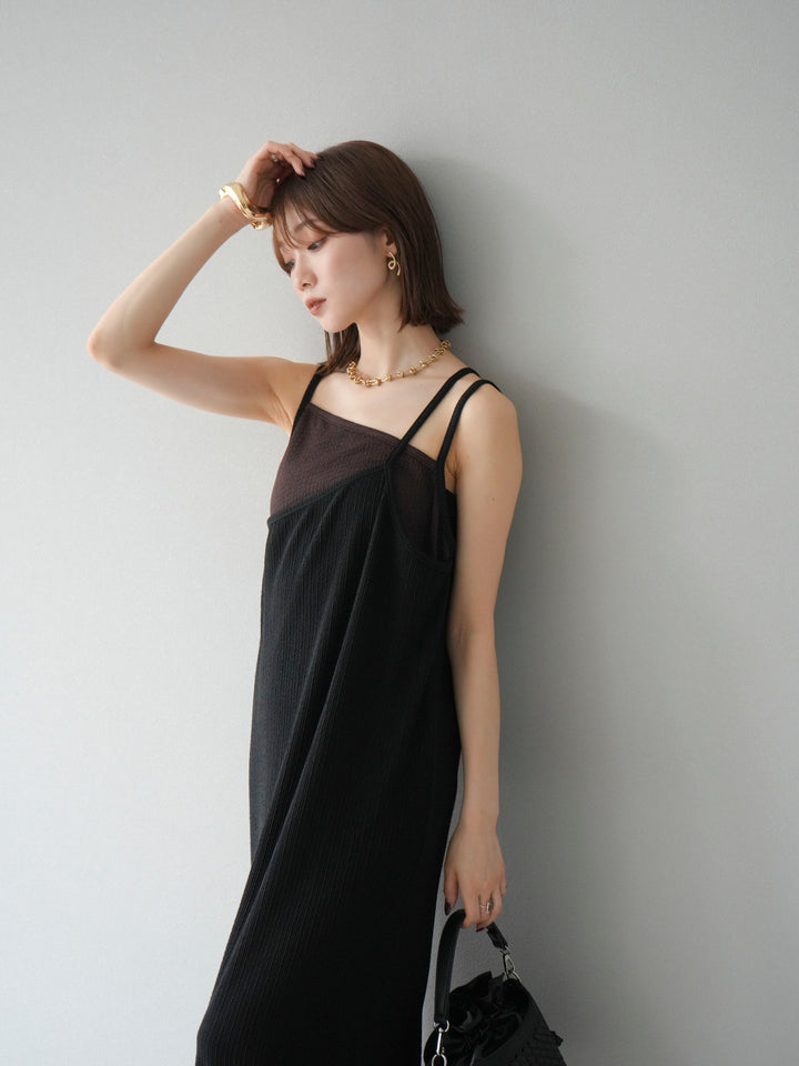 [予約]バイカラーレイヤードキャミワンピース/ブラック
