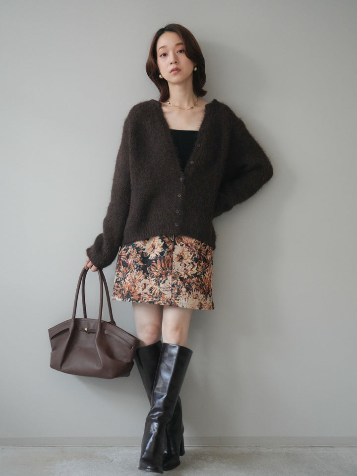 [予約]フロントZIPアソート柄ミニスカート/beigebigflower