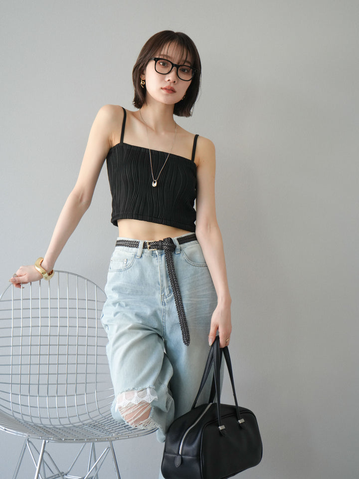 [SET]ウェーブパイピングカップ付ベアキャミソール+ウェーブパイピングカップ付ベアキャミソール(2set)