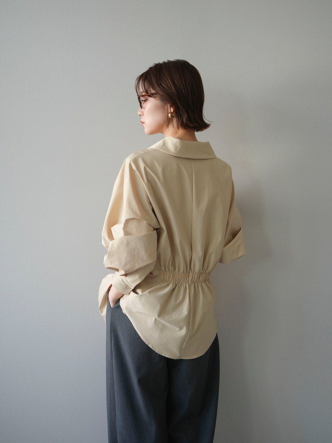 [予約]ウエストギャザースキッパーシャツ/beige