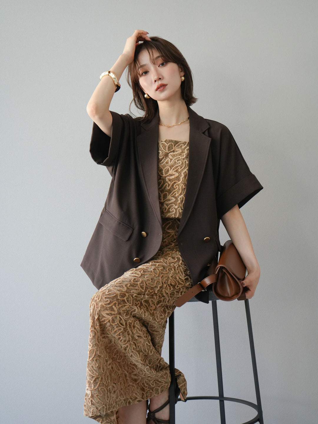 [予約]パイピングフラワーシアーベロアキャミソール/ベージュ