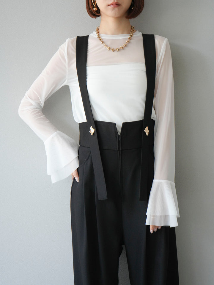 [予約]フレアロングスリーブパワーメッシュトップス/オフ