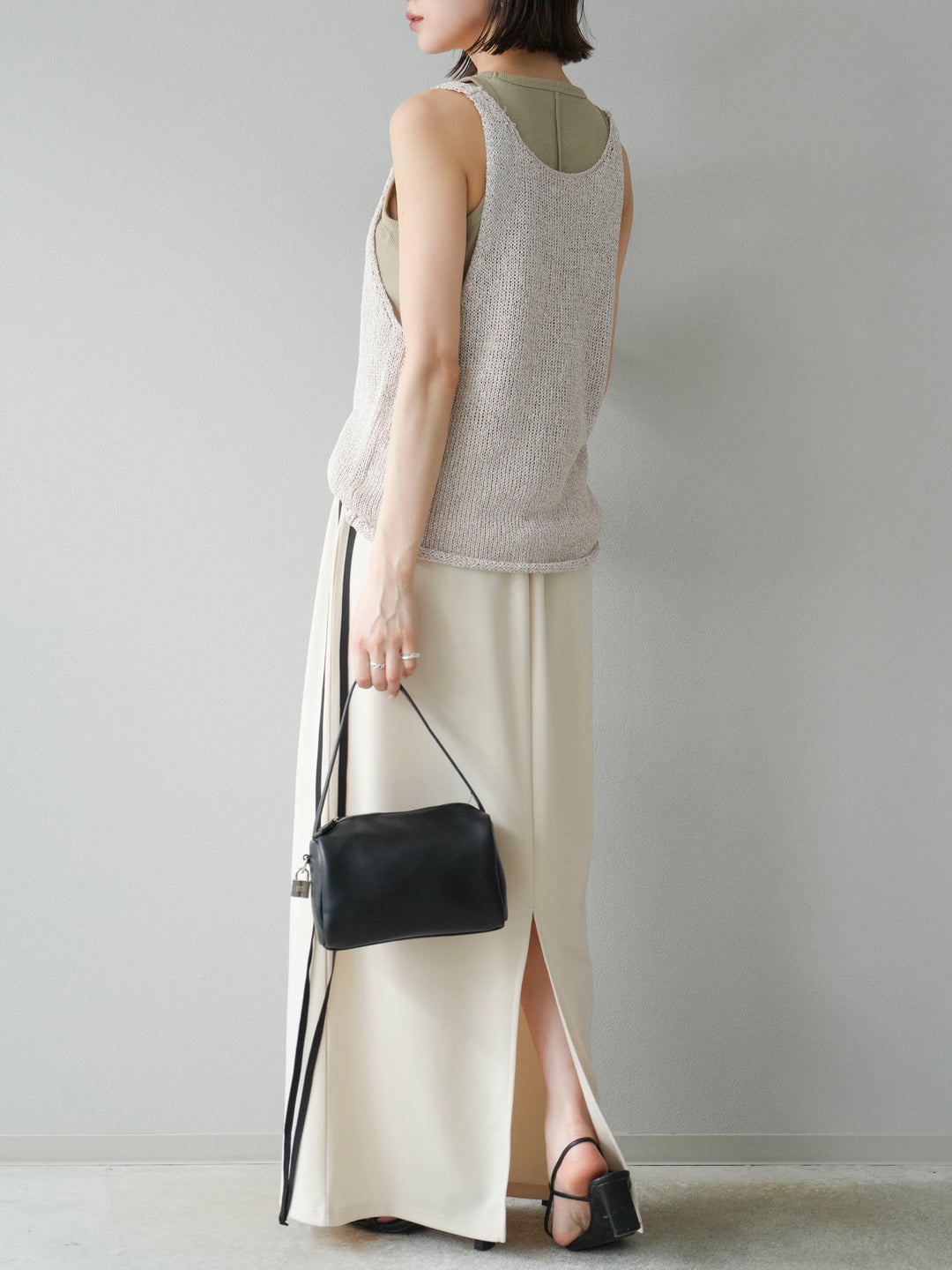 [予約]サイドラインジャージナロースカート/アイボリー