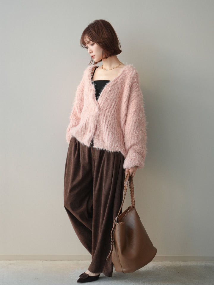 [予約]コーデュロイサイドタックコクーンパンツ/brown