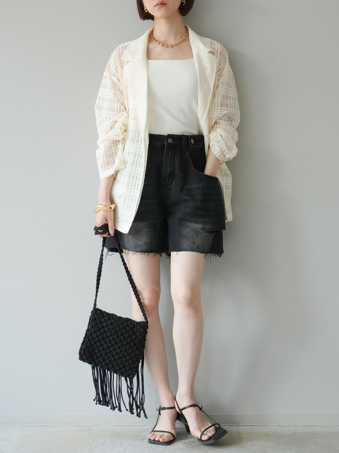 【預購】寬鬆半身牛仔褲/黑色