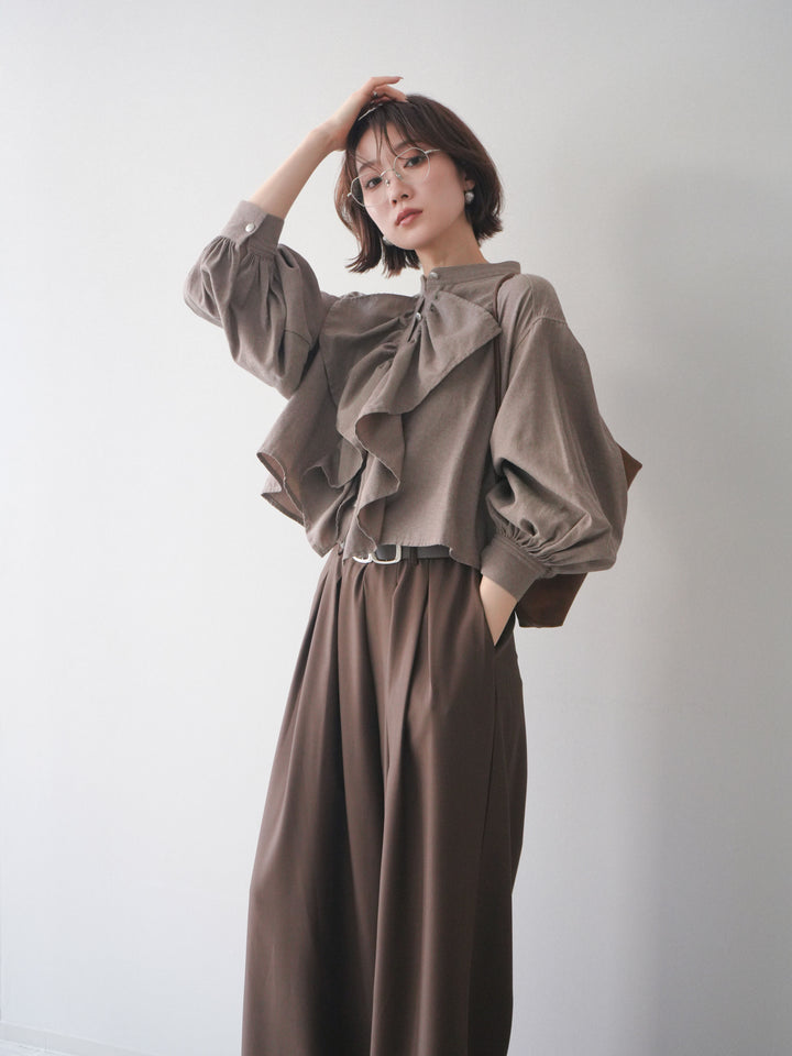 [SET]ラッフルフレアショートブラウス+ラッフルフレアショートブラウス(2set)