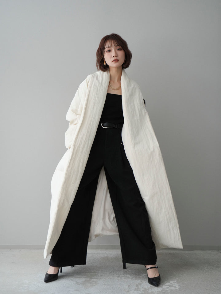 [SET]ロングダウンコート+ベルト付起毛コクーンパンツ(2set)