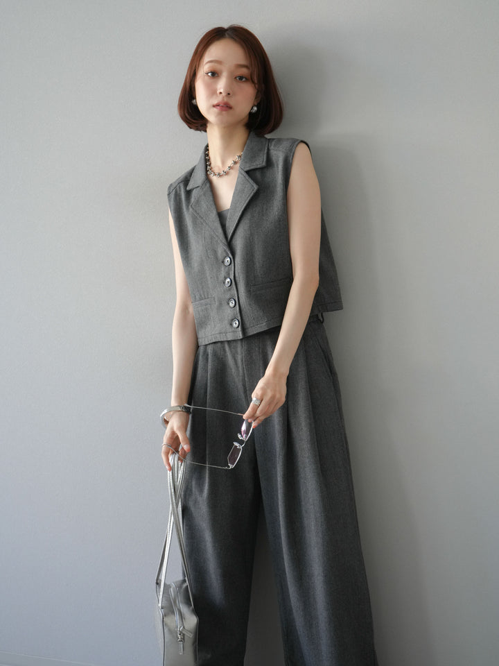 [予約]ツイードタッチテーラードジレ/ダークグレー