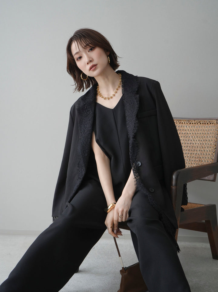 [予約]レースドッキングオーバージャケット/black