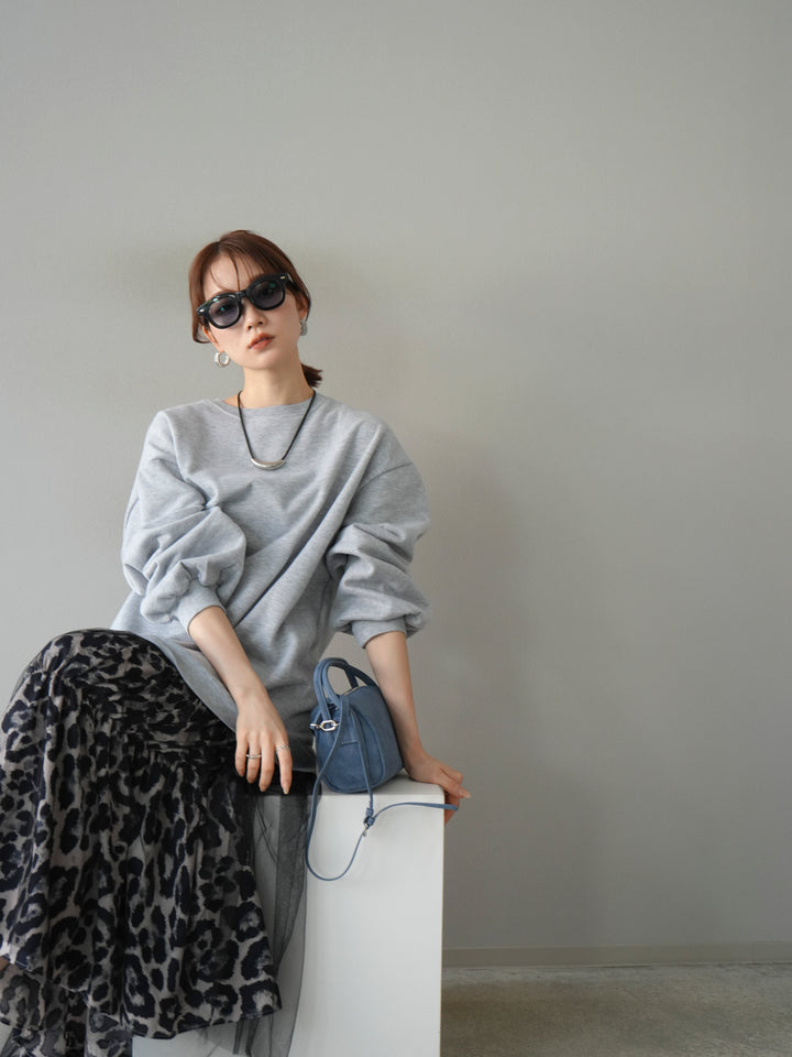 [予約]スウェットドッキングアニマル柄レイヤードワンピース/グレー