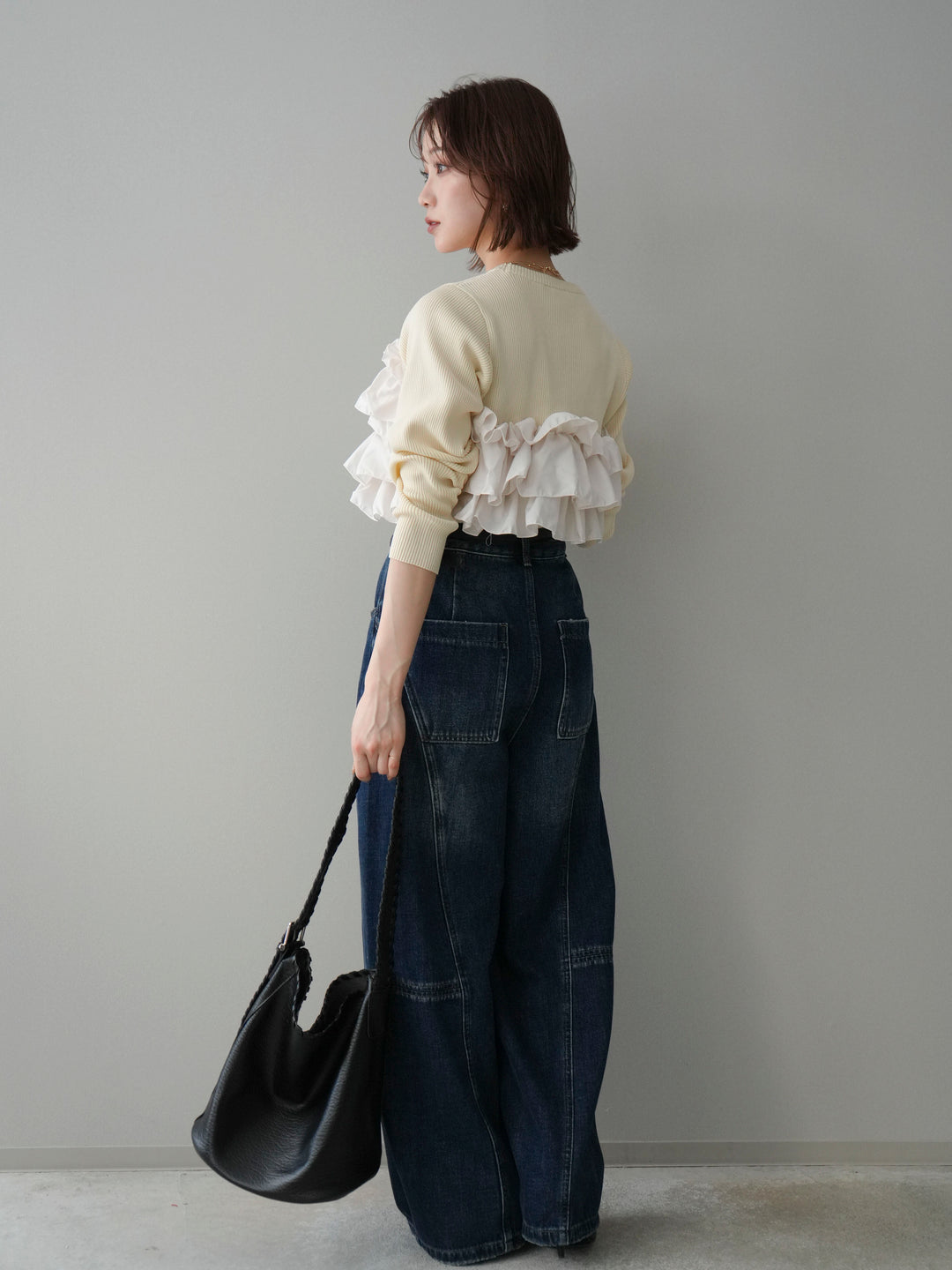 [予約]裏起毛加工デニムカーブパンツ/darkblue