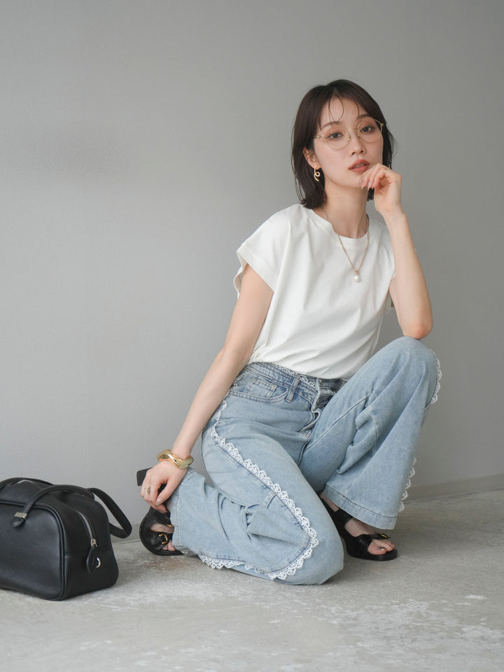 [予約]フレンチスリーブTシャツ/オフホワイト　　