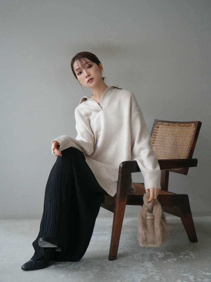 [予約]プリーツIラインスカート/black