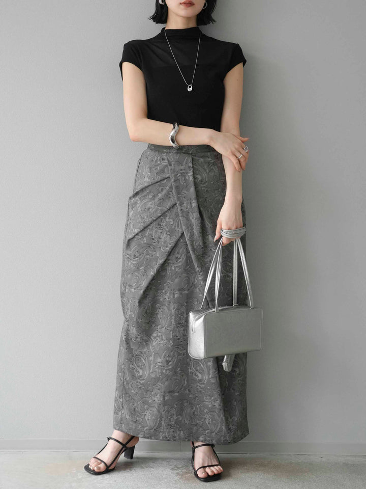 [予約]シアー切替ストレッチトップス/ブラック