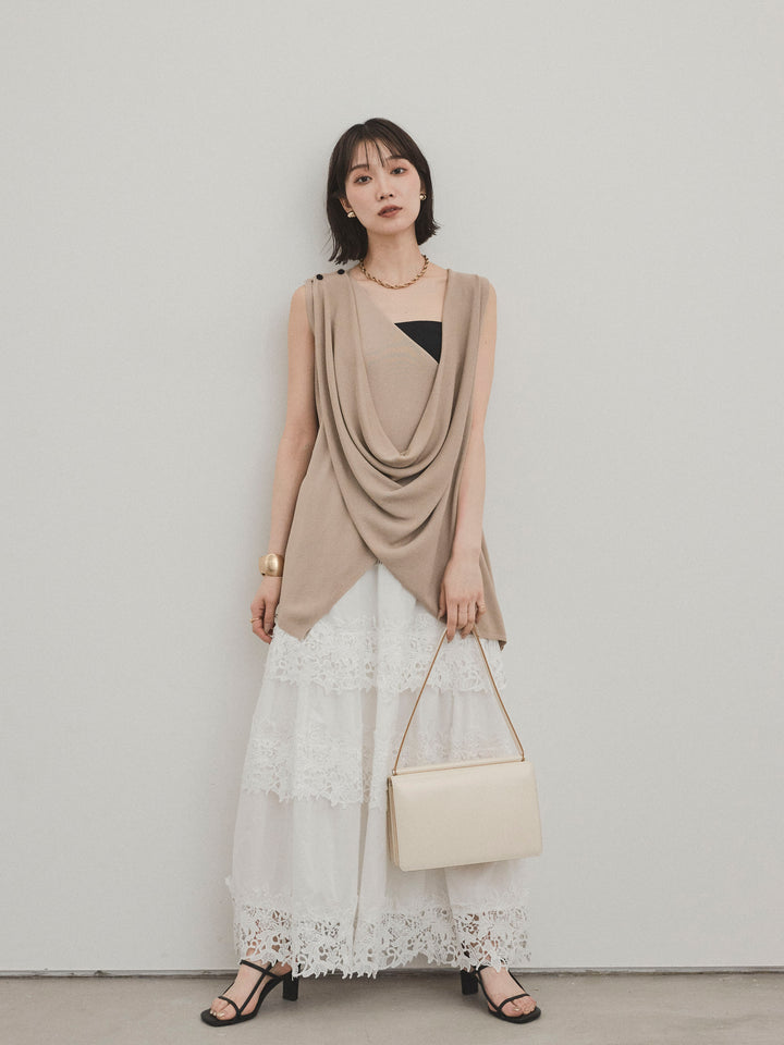 [予約]スカラップレースロングスカート/オフホワイト