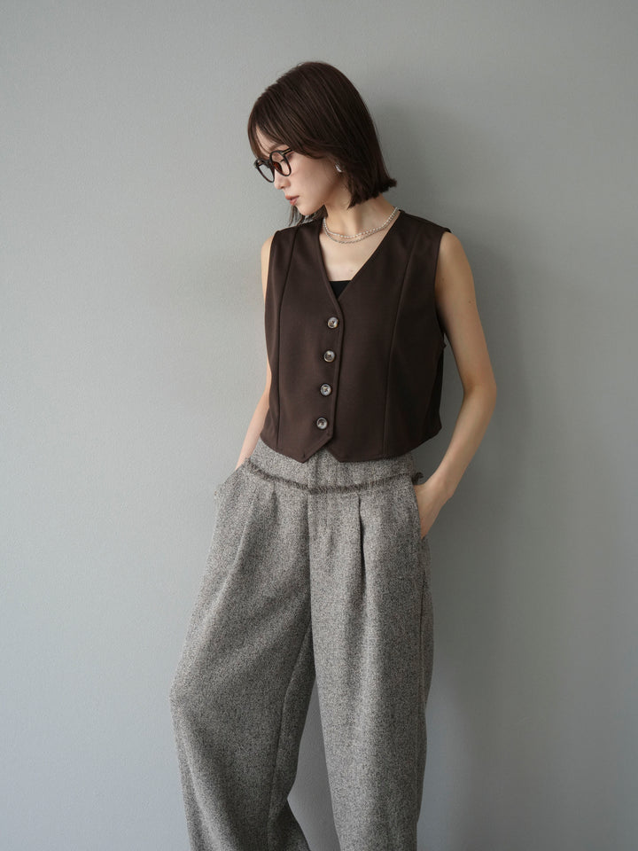 [予約]ポンチノーカラーベスト/ブラウン