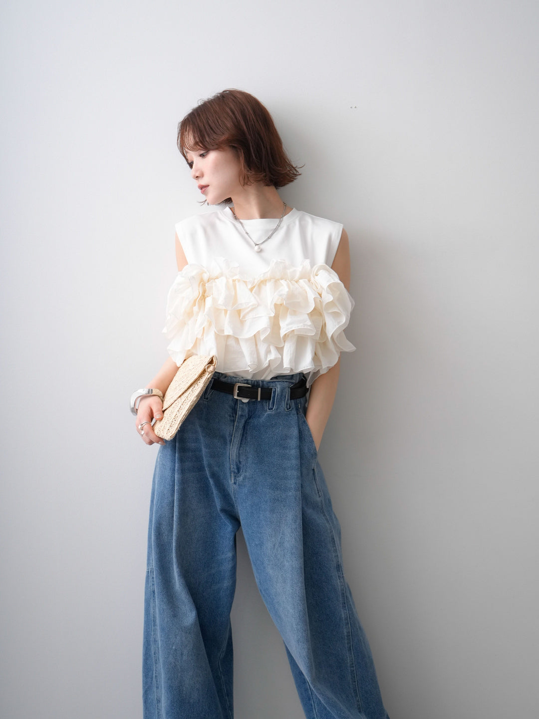 [SET]フリルドッキングノースリカットソー+フリルドッキングノースリカットソー(2set)