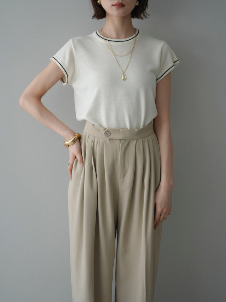 [SET]配色ハーフスリーブニットトップス+選べるアクセセット(2set)