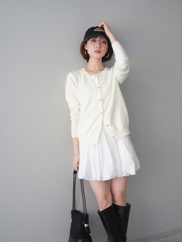 [SET]ハートボタンニットカーディガン+ハートボタンニットカーディガン(2set)