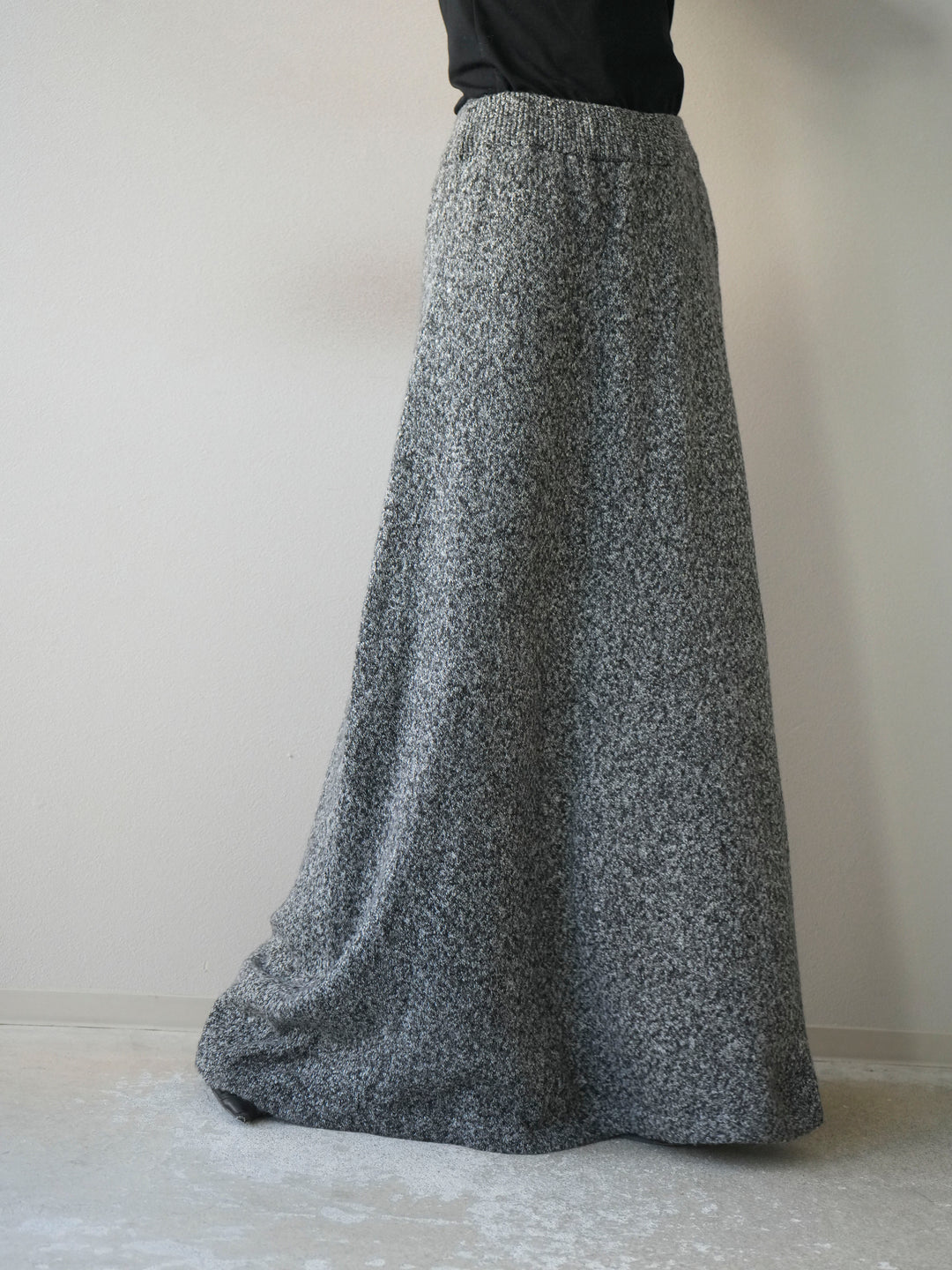 [予約]ミックスヤーンニットスカート/ブラック