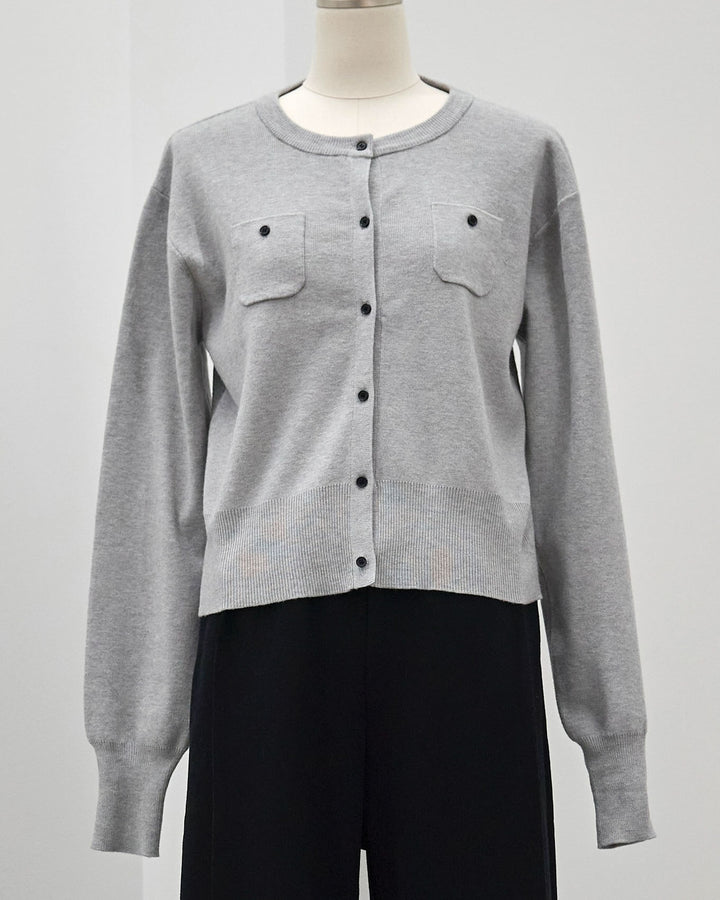 【Allure】[SET]ミニポケットニットカーディガン+アシメカーブデニムパンツ(2set)