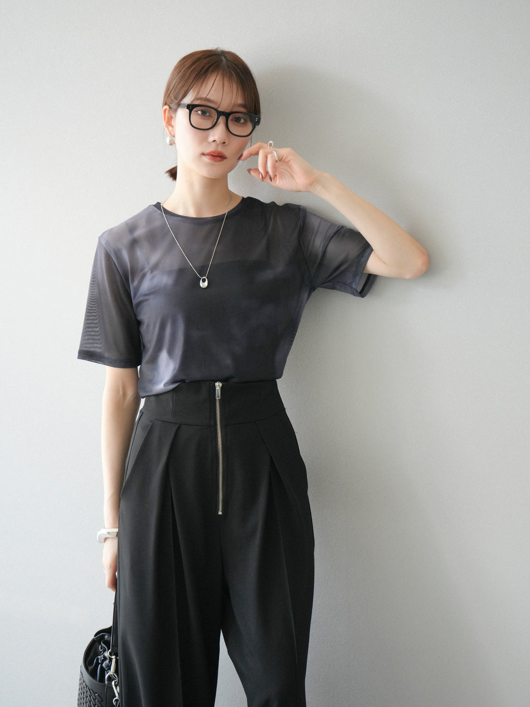 [予約]タイダイ柄シアーハーフトップス/モノトーン