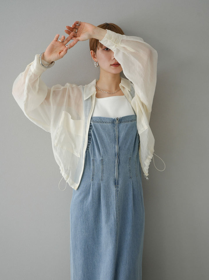 [預購] 牛仔拉鍊衛衣裙/淺藍