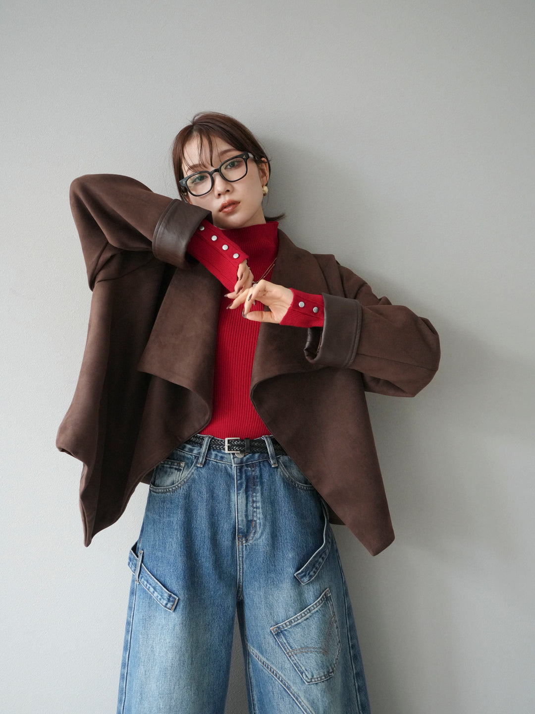 [予約]スウェードショートガウン/ブラウン