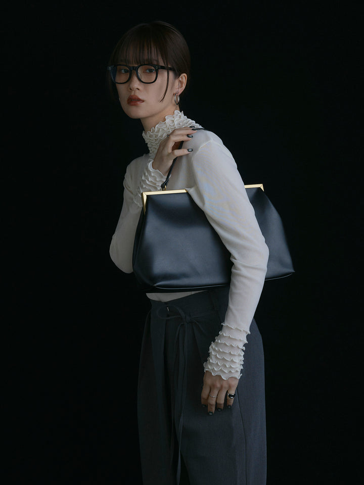 【Allure】[SET]シアーフリルメロートップス+ラップデザインタックワイドパンツ(2set)