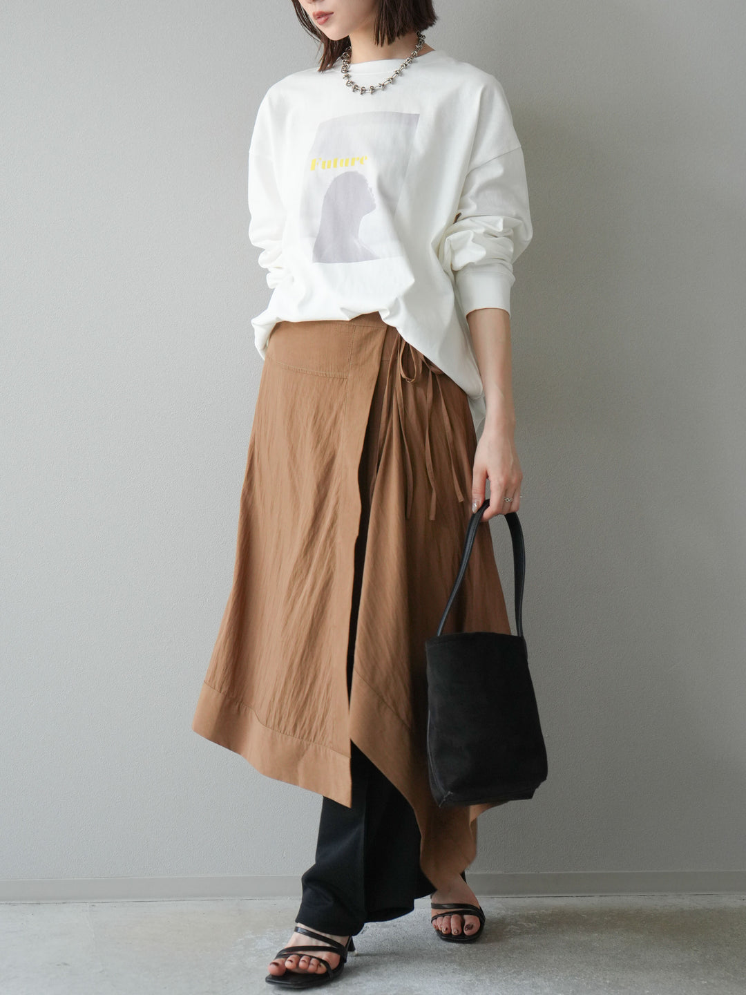 [予約]アシンメトリーレイヤードスカート/ベージュ