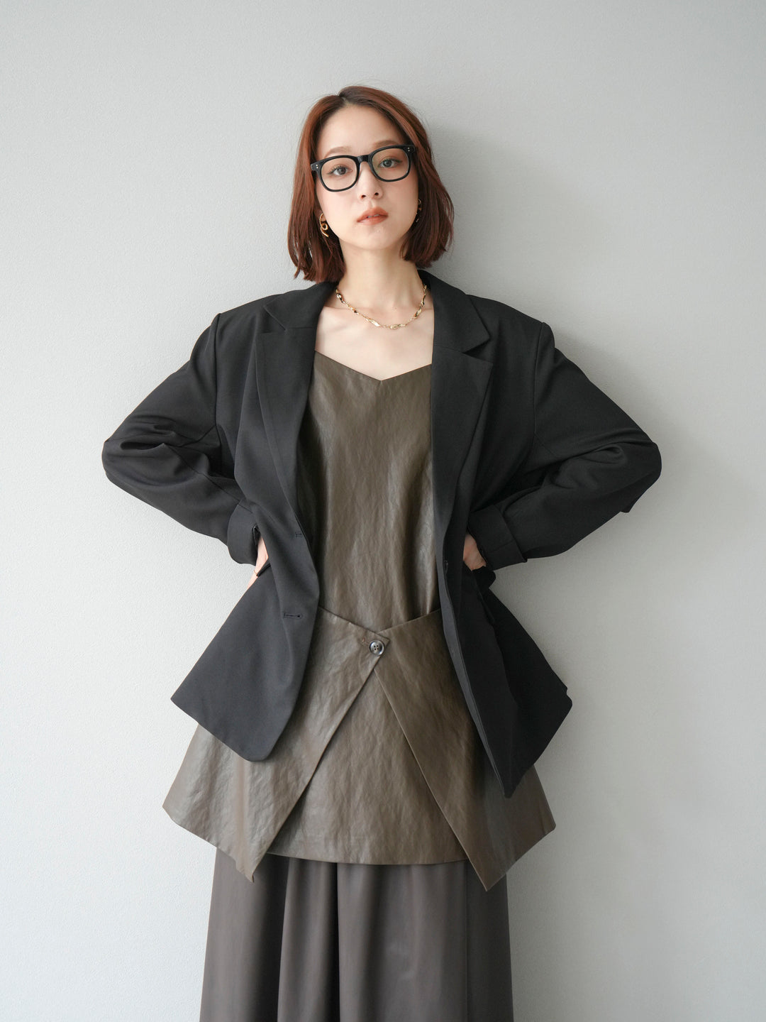 [予約]エステルオーバーテーラードジャケット/ブラック