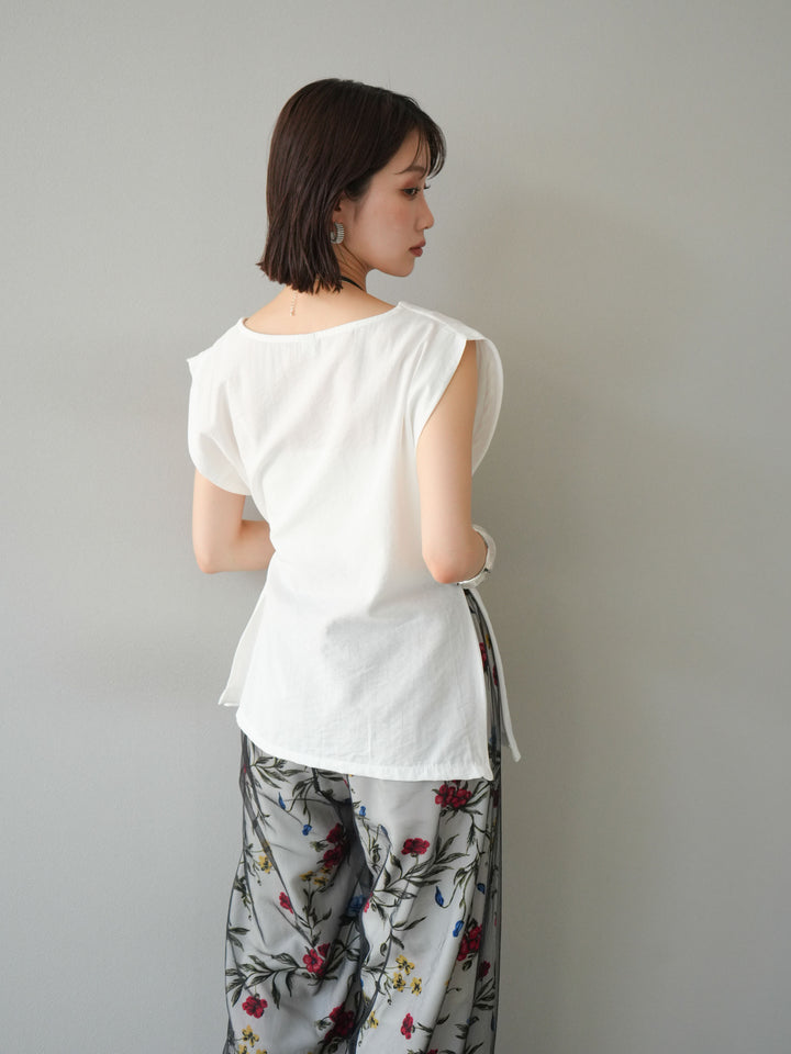 [預訂] 側扭法式上衣/象牙白