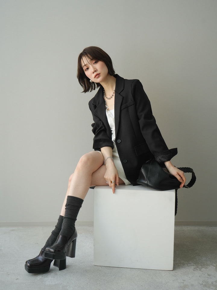 [SET]バックスリットデザインジャケット+ベルト付カーゴミニスカート(2set)