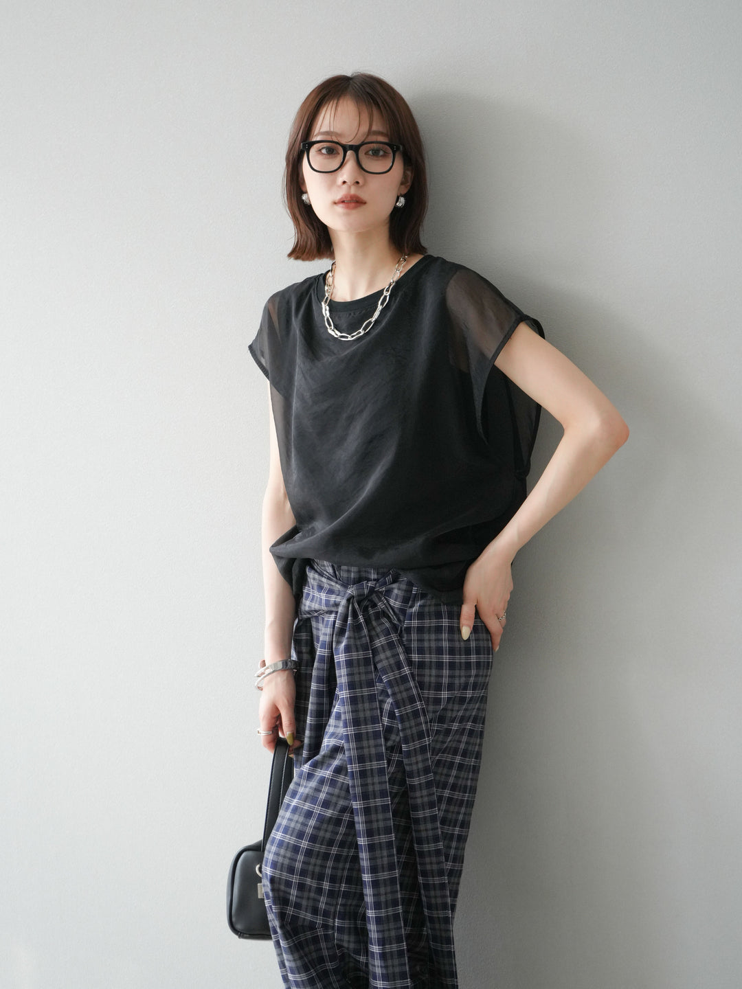 [予約]シアーレイヤードトップス/ブラック