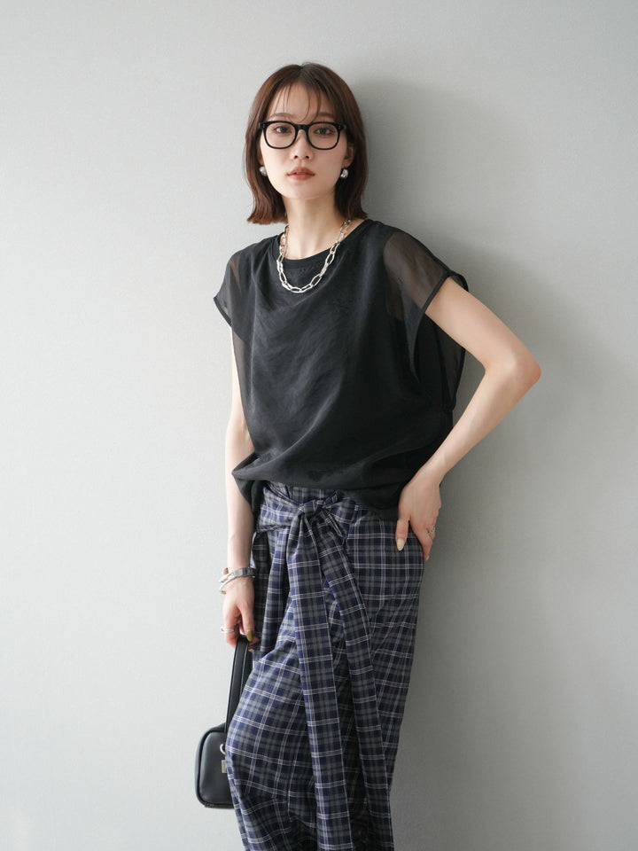 [予約]シアーレイヤードトップス/ブラック