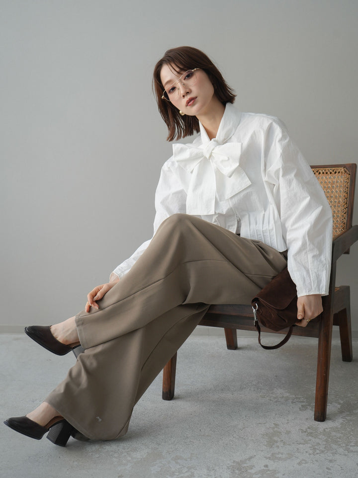 [SET]ボウタイ裾プリーツライトジャケット+選べるアクセセット(2set)