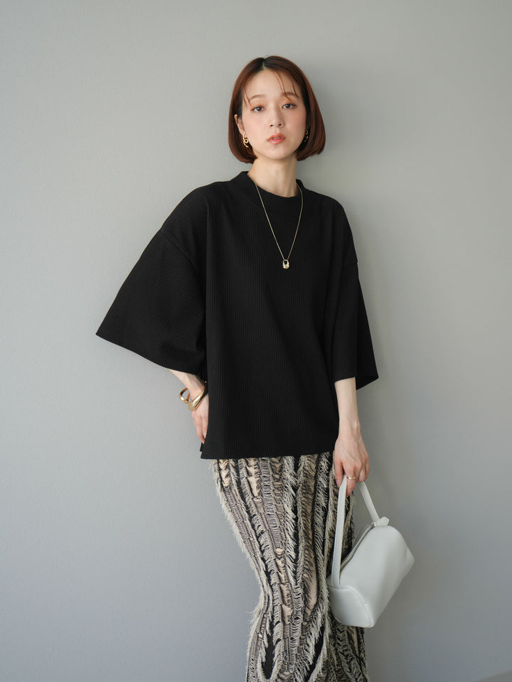 [預訂] 立領羅紋套頭衫/黑色