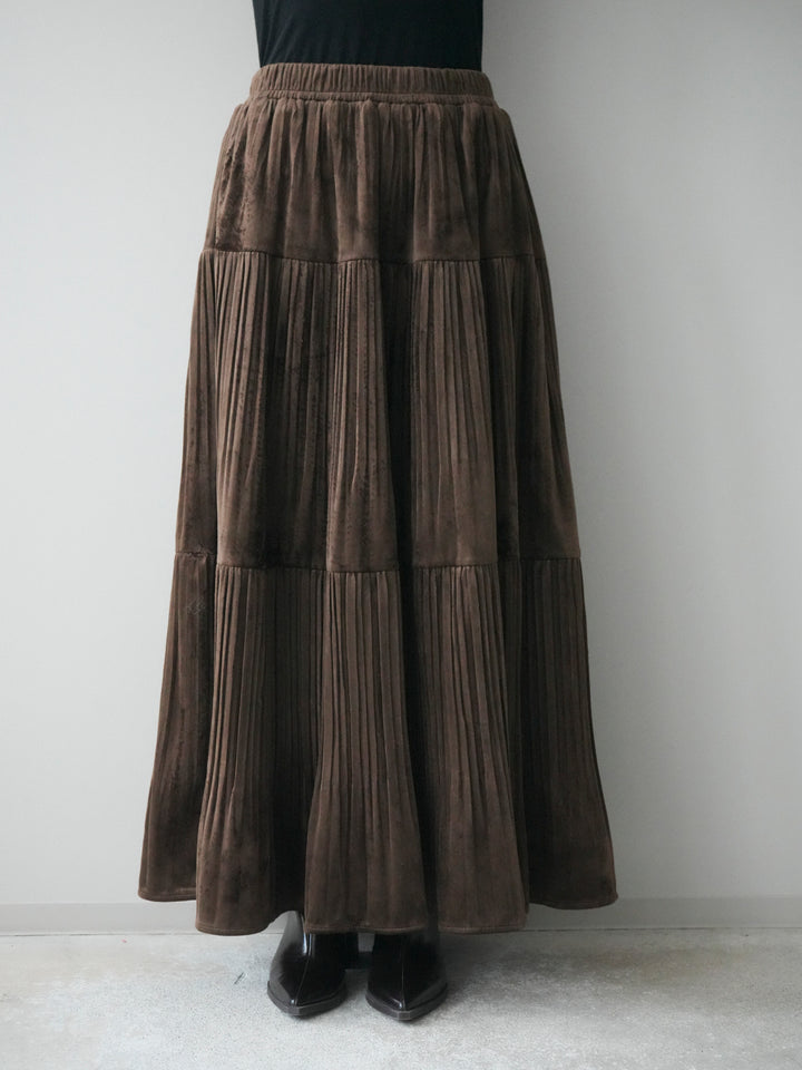 [予約]ベロアティアードワッシャースカート/camel