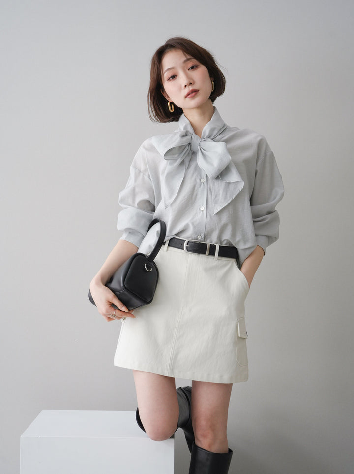 [予約]シアーボウタイブラウス/gray