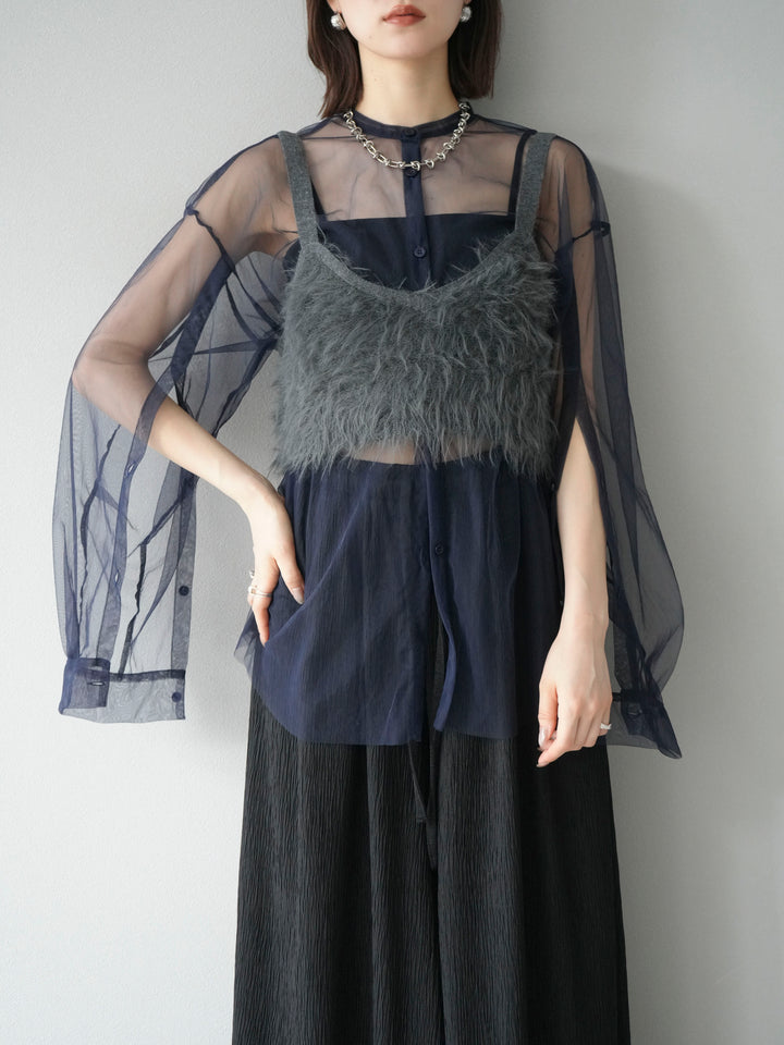 [予約]シャギーニットビスチェ/チャコール