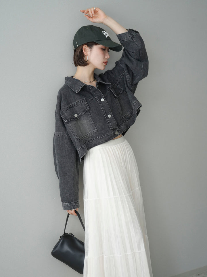 [予約]デニムショートシャツジャケット/black