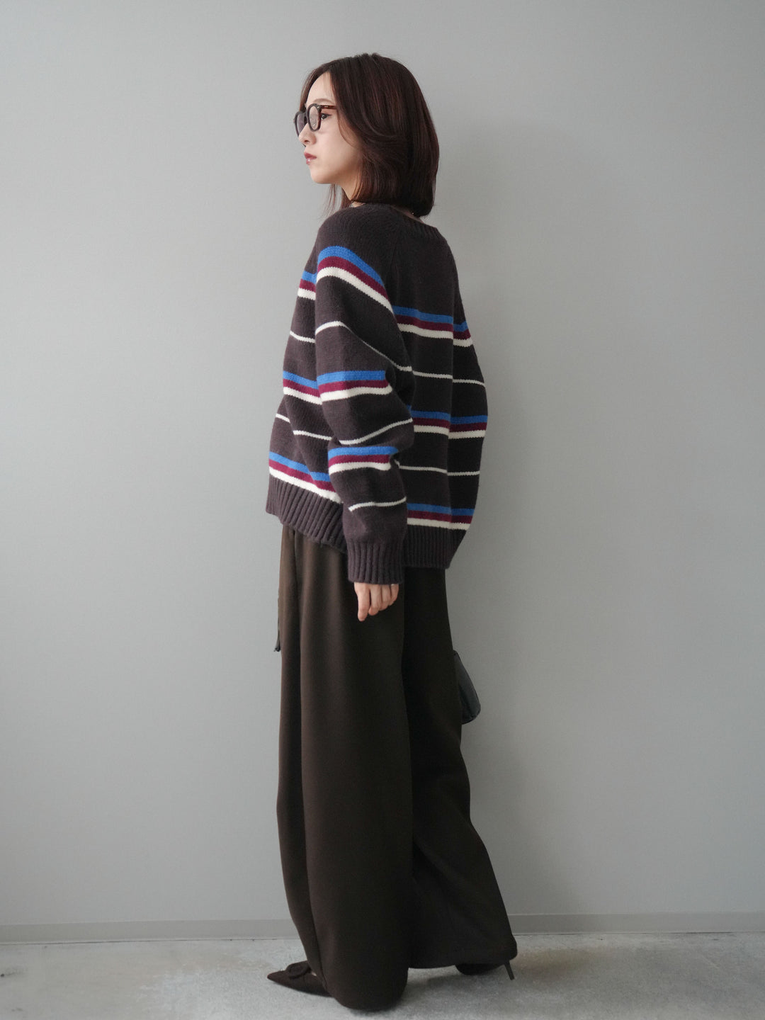 [予約]ベルト付裏起毛センターシームカーブパンツ/brown