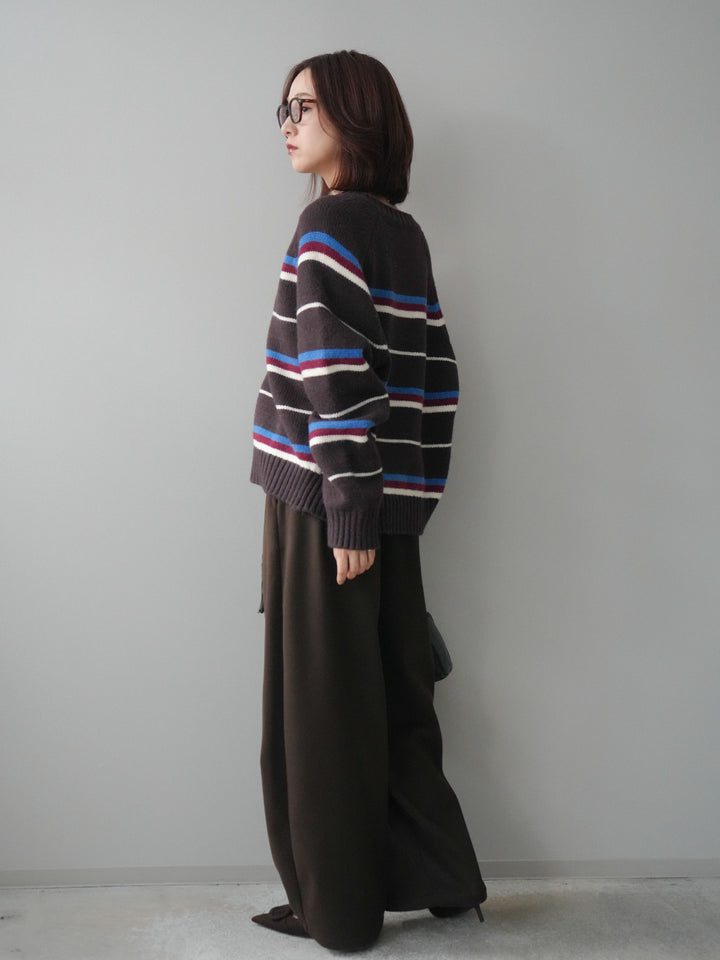 [予約]ベルト付裏起毛センターシームカーブパンツ/brown