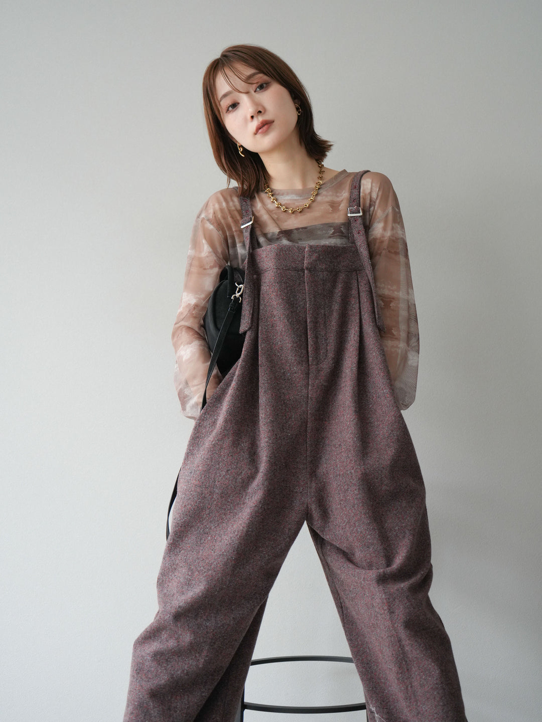 [予約]ニュアンス柄シアートップス/カーキ