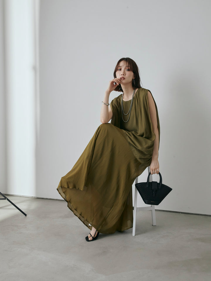 [予約]シアーフレアマキシスカート/グリーン